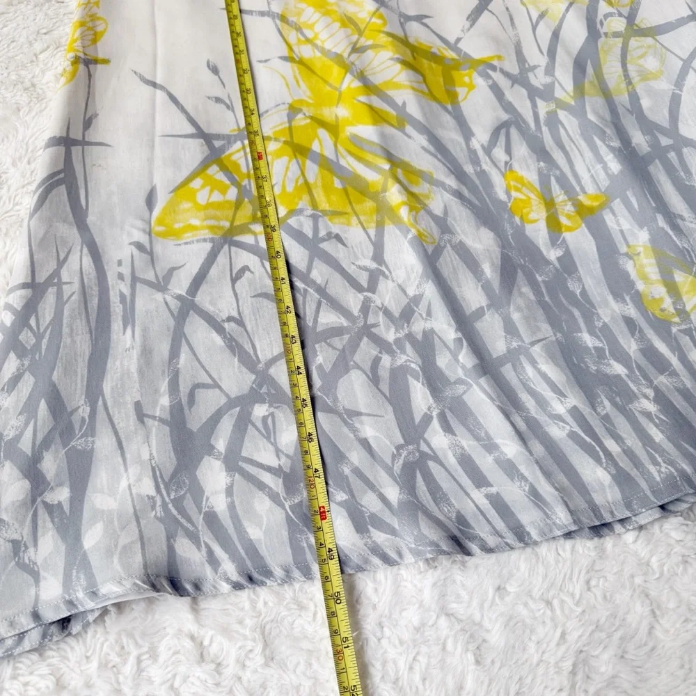 VTG 90s Y2K Mureli Woman Silk Gray Yellow Butterfly Floral RelaxMaxi Dress XL - Picture 4 of 8